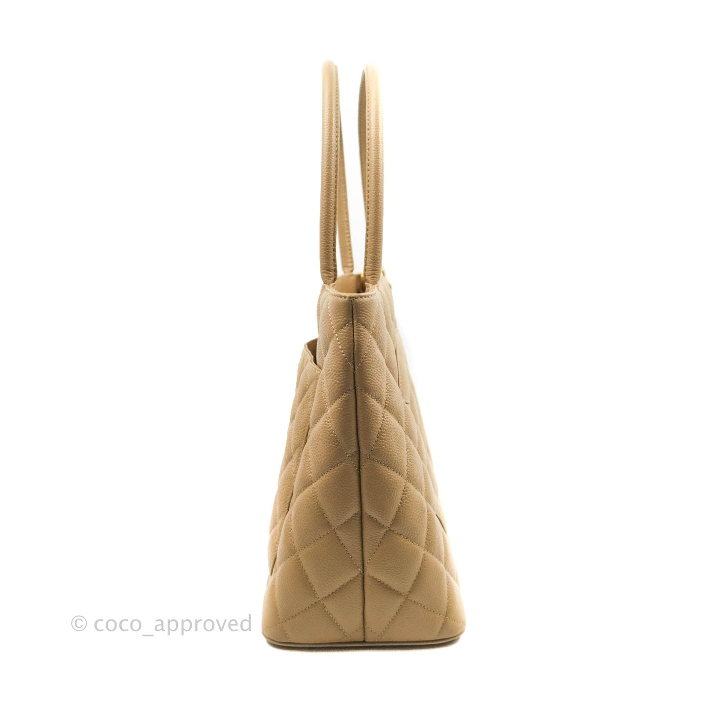 Chanel Vintage CC Dark Beige Caviar Tote Bag Gold Hardware