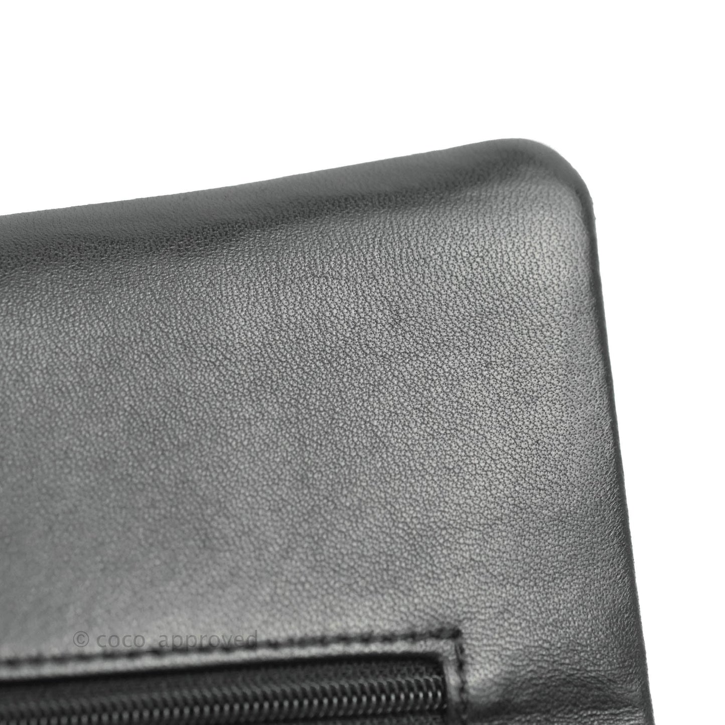 Chanel Classic M/L Medium Double Flap Black Lambskin Silver Hardware