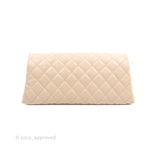 Chanel Quilted Clutch with Chain Pink Lambskin Silver Hardware