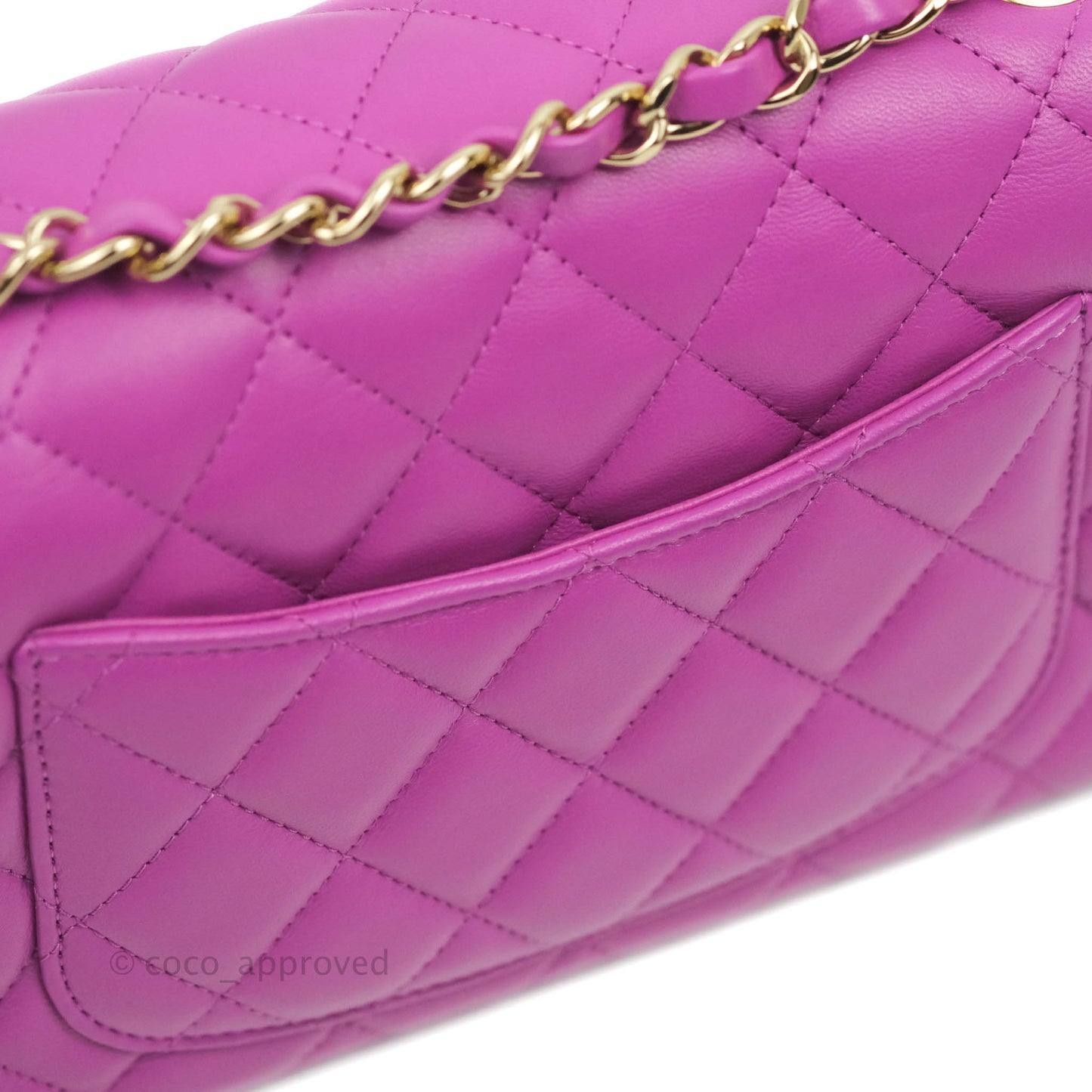 Chanel Quilted Mini Rectangular Purple Lambskin Gold Hardware