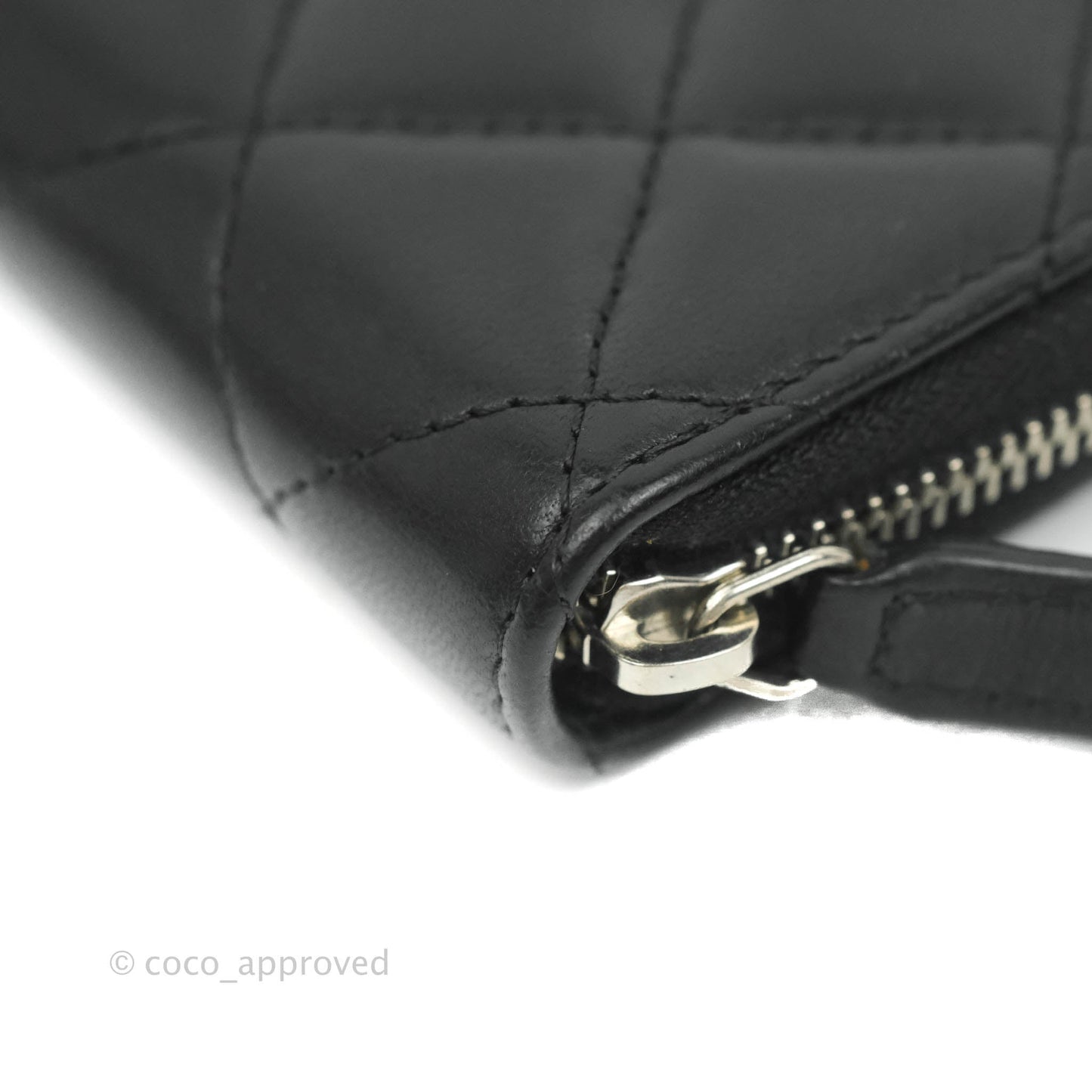 Chanel Classic Zipped Coin Purse Black Lambskin Silver Hardware
