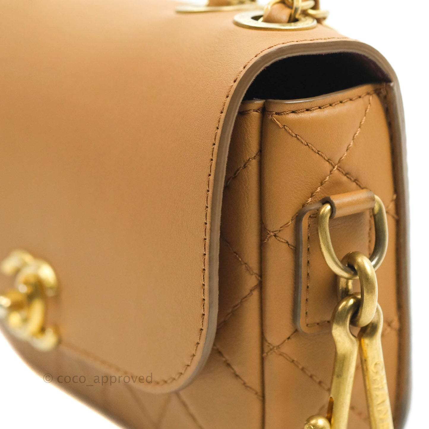 Chanel Quilted Flap With Coin Purse Caramel Calfskin Aged Gold Hardware 19K