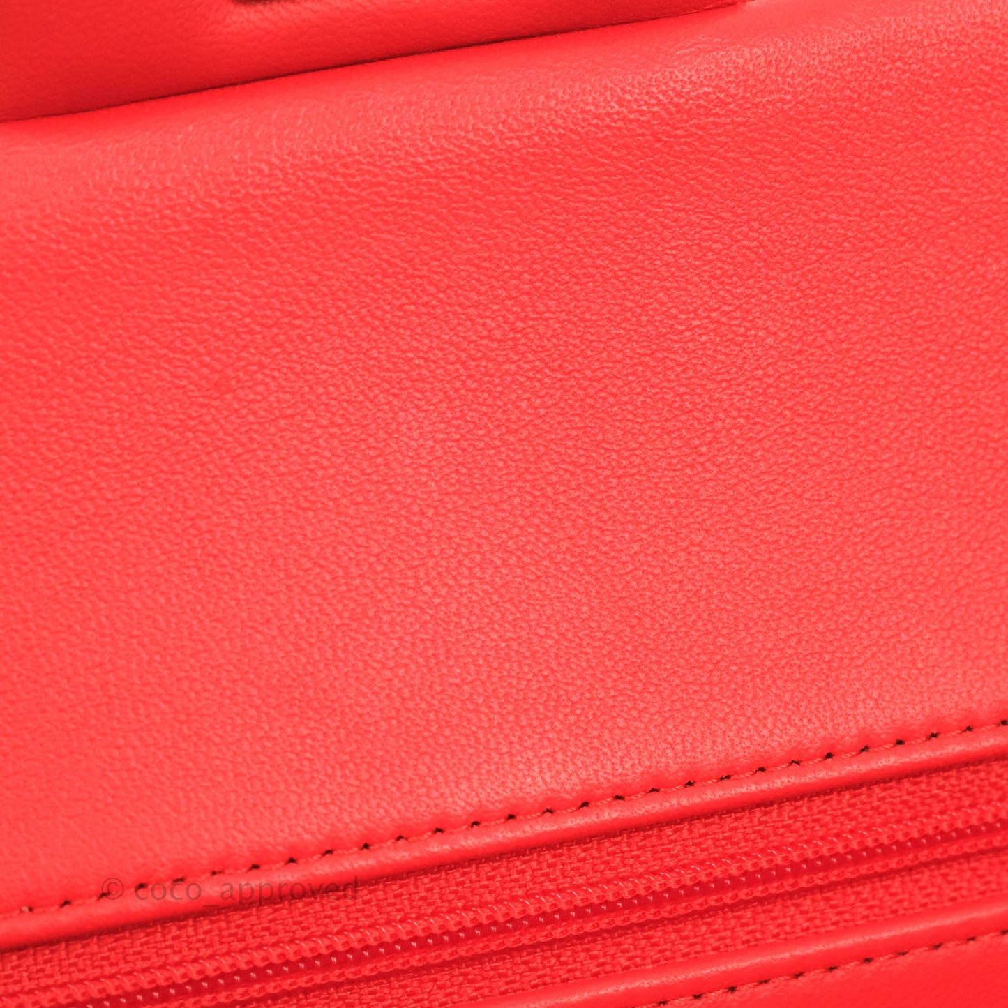 Chanel Classic M/L Medium Double Flap Poppy Red Lambskin Silver Hardware