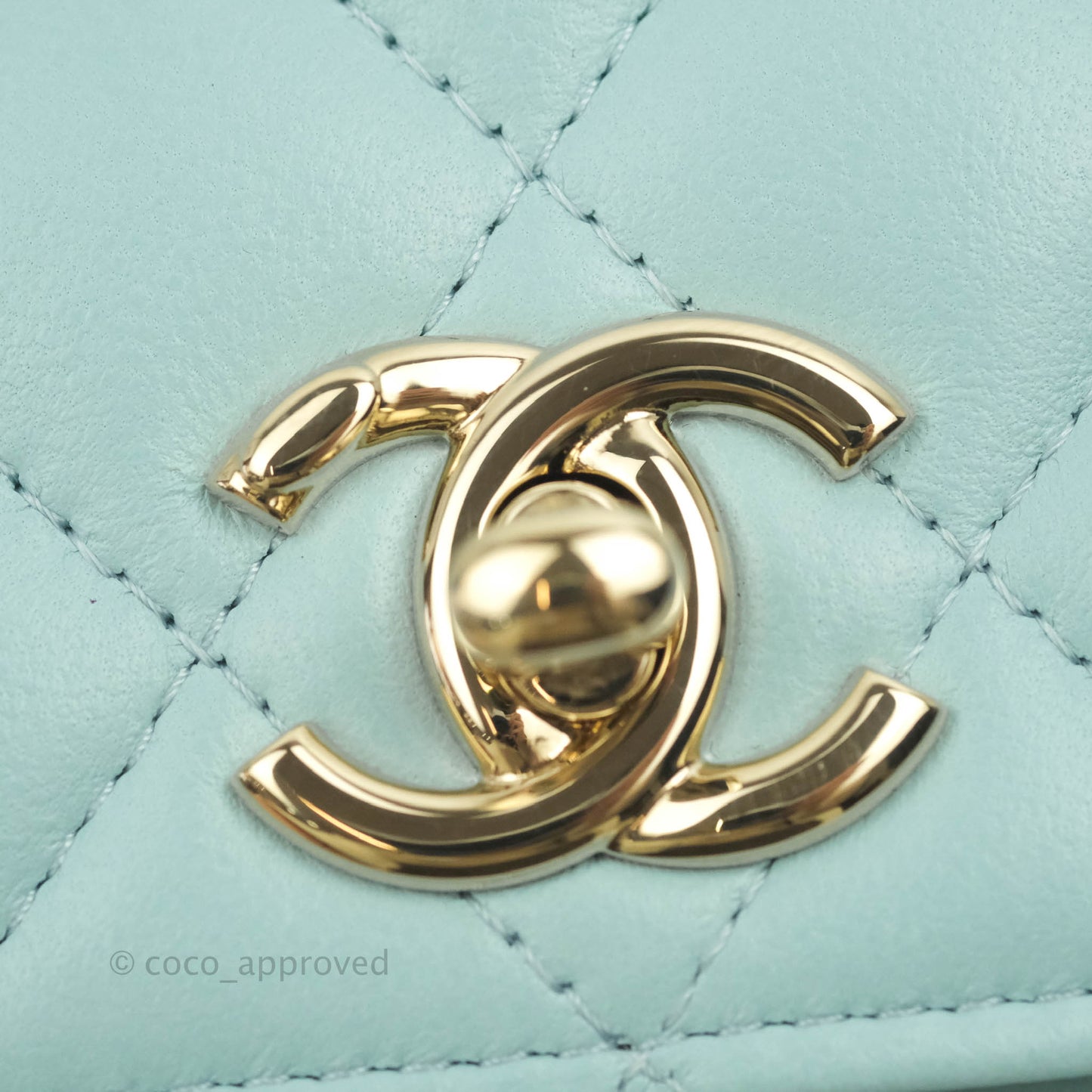 Chanel Mini Quilted Trendy CC Clutch With Chain Tiffany Blue Lambskin Gold Hardware