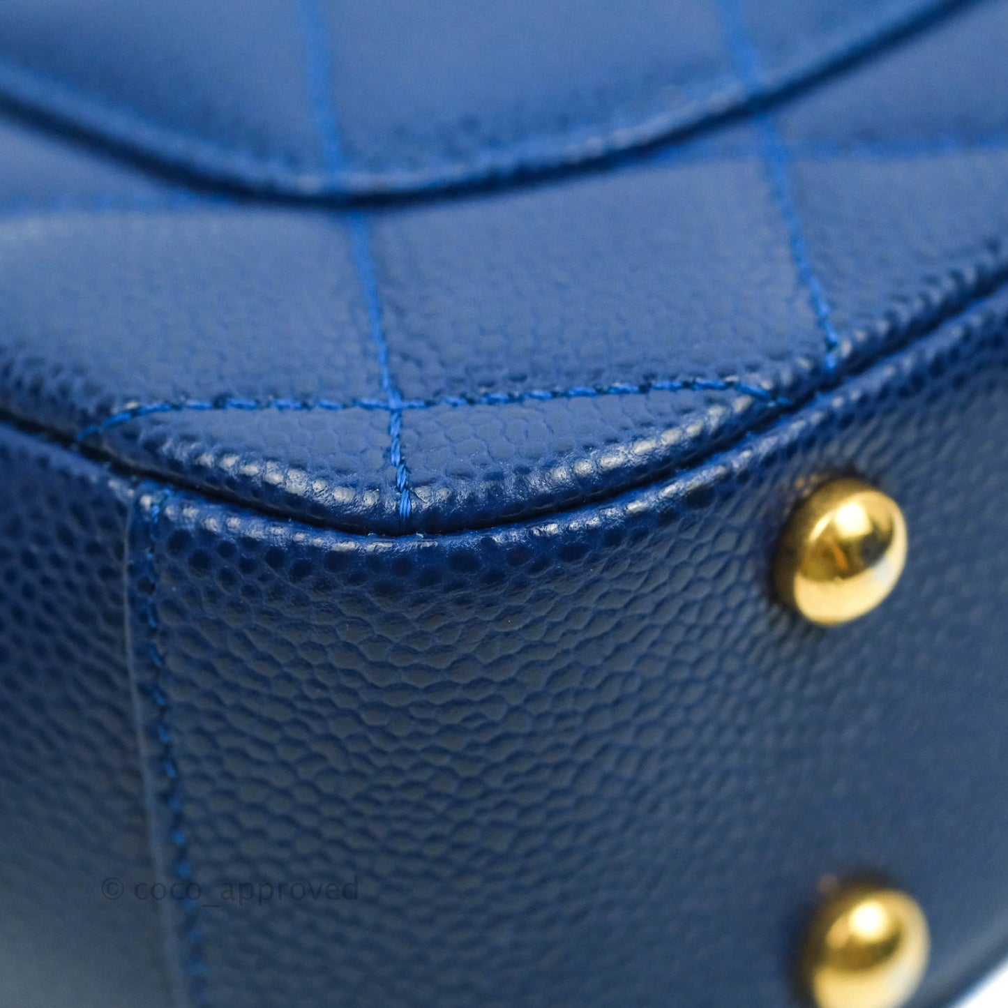 Chanel Mini Carry Around Flap Bag Blue Caviar Aged Gold Hardware