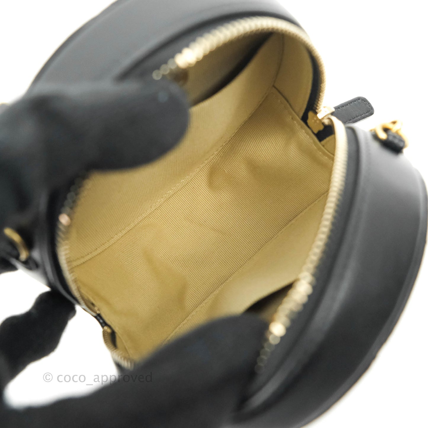 Chanel Quilted Round Pearl Crush Clutch With Chain Black Lambskin Gold Hardware