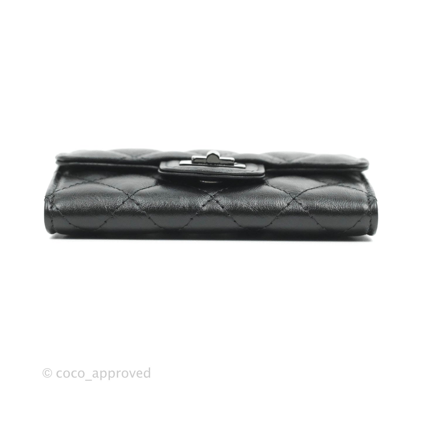 Chanel Quilted Reissue Flap Card Holder So Black Aged Calfskin