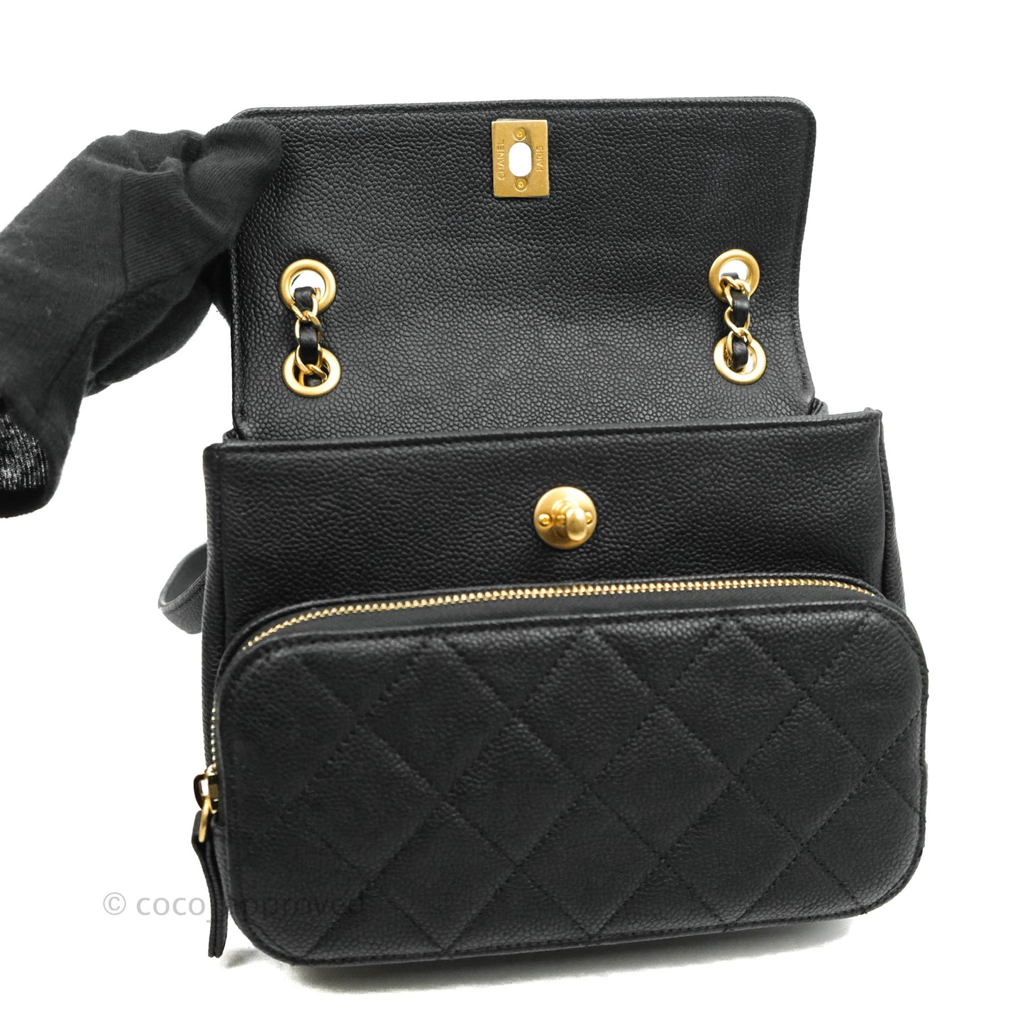 Chanel Small Flap Bag Black Caviar Gold Hardware 19B