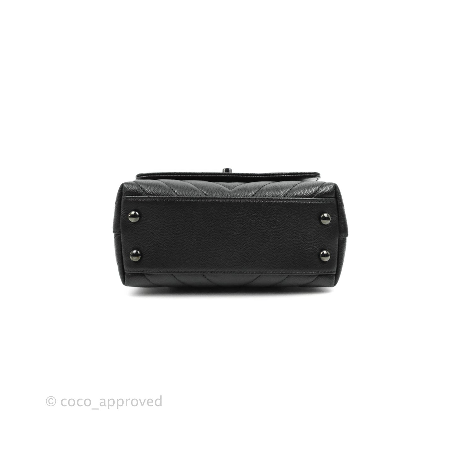 Chanel Extra Mini Chevron Coco Handle Bag So Black Caviar