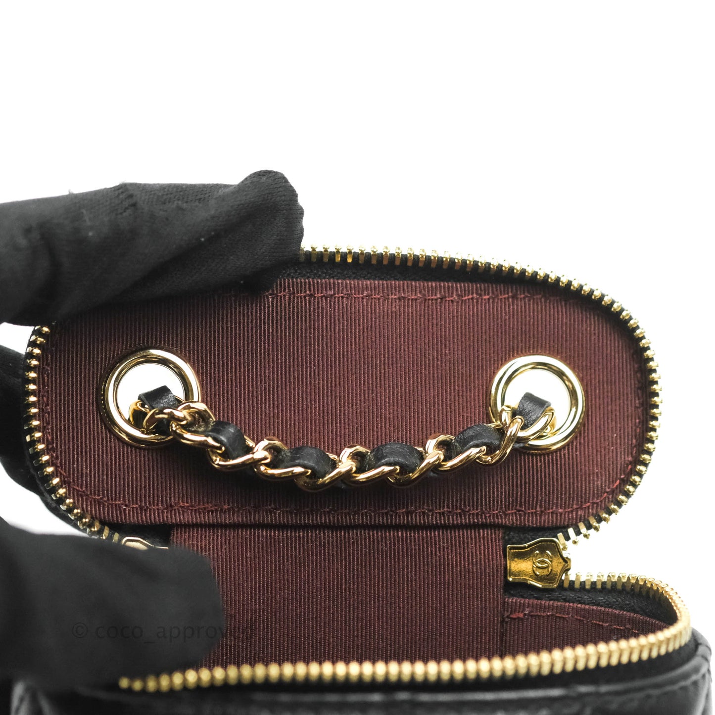 Chanel Classic Mini Vanity With Chain Black Lambskin Gold Hardware