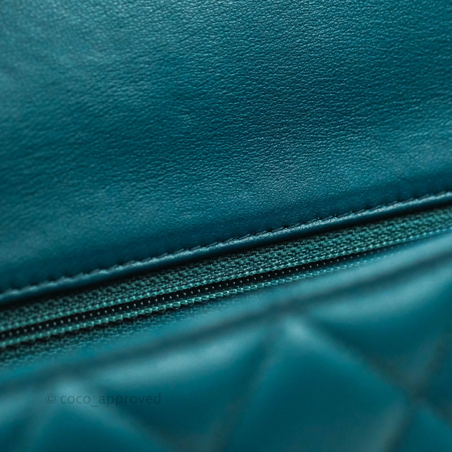 Chanel Classic Mini Rectangular Flap Teal Lambskin Silver Hardware