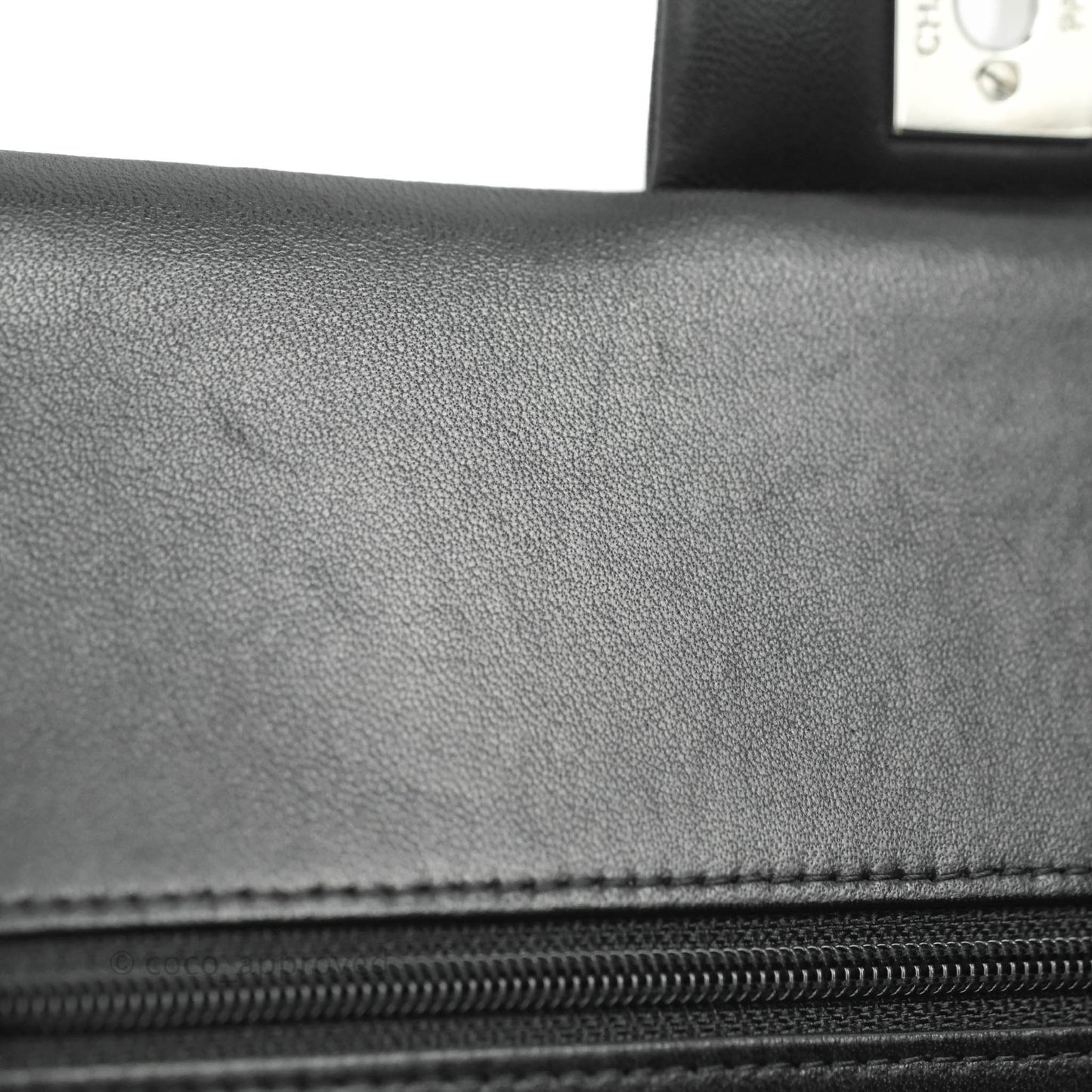 Chanel Classic M/L Medium Double Flap Black Lambskin Silver Hardware