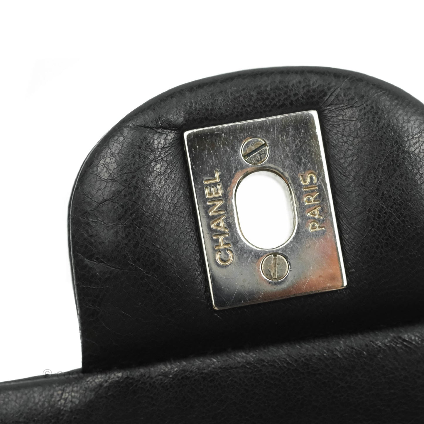 Chanel Classic M/L Medium Double Flap Black Lambskin Silver Hardware