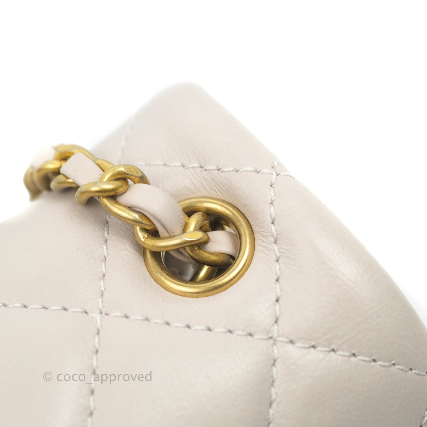 Chanel Mini Square Pearl Crush Quilted Pale Lilac Lambskin Gold Hardware