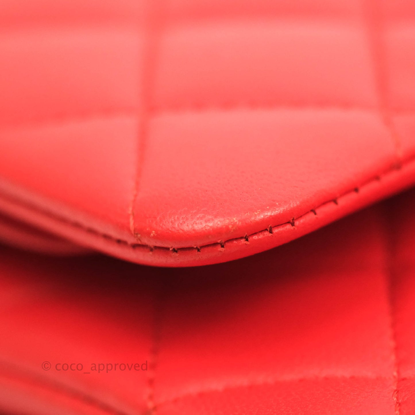 Chanel Classic M/L Medium Double Flap Poppy Red Lambskin Silver Hardware