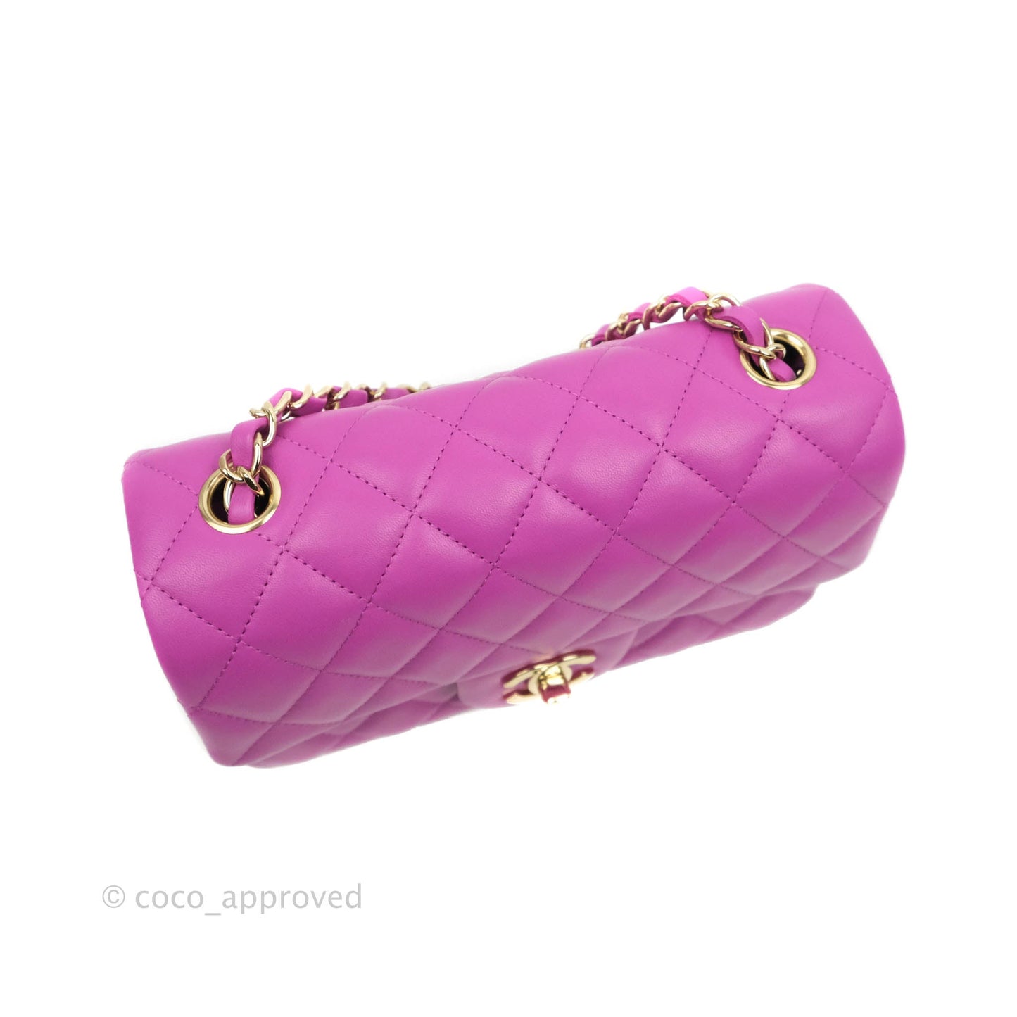 Chanel Quilted Mini Rectangular Purple Lambskin Gold Hardware