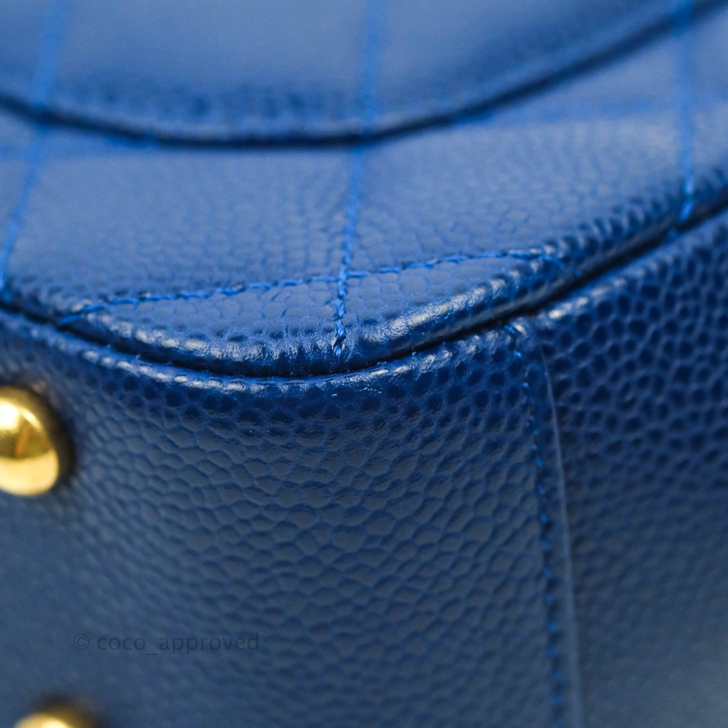 Chanel Mini Carry Around Flap Bag Blue Caviar Aged Gold Hardware