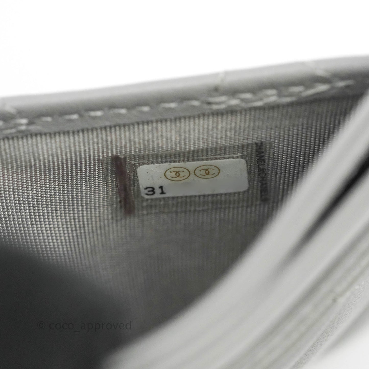 Chanel Classic Quilted Flat Card Holder Grey Lambskin Silver Hardware