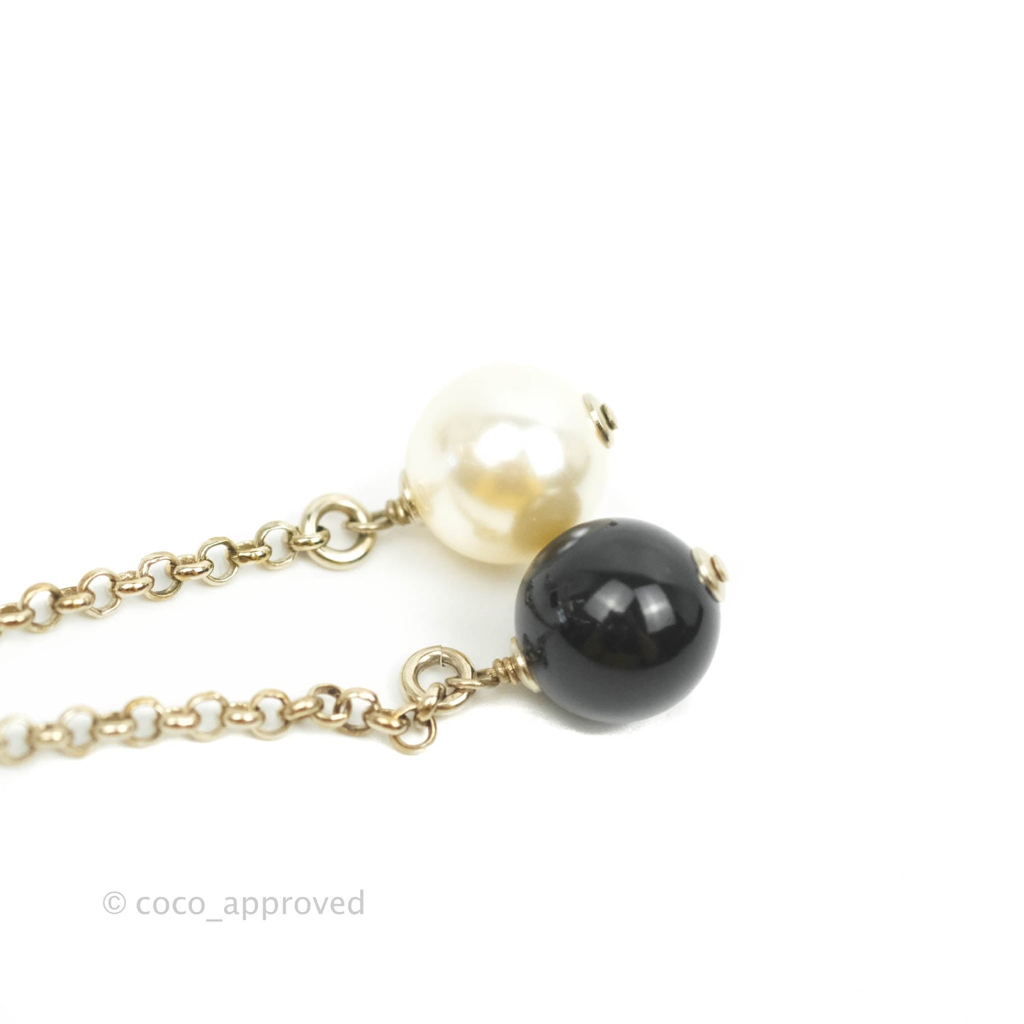 Chanel Crystal CC Pearl Chain Long Drop Earrings Gold Tone 19P
