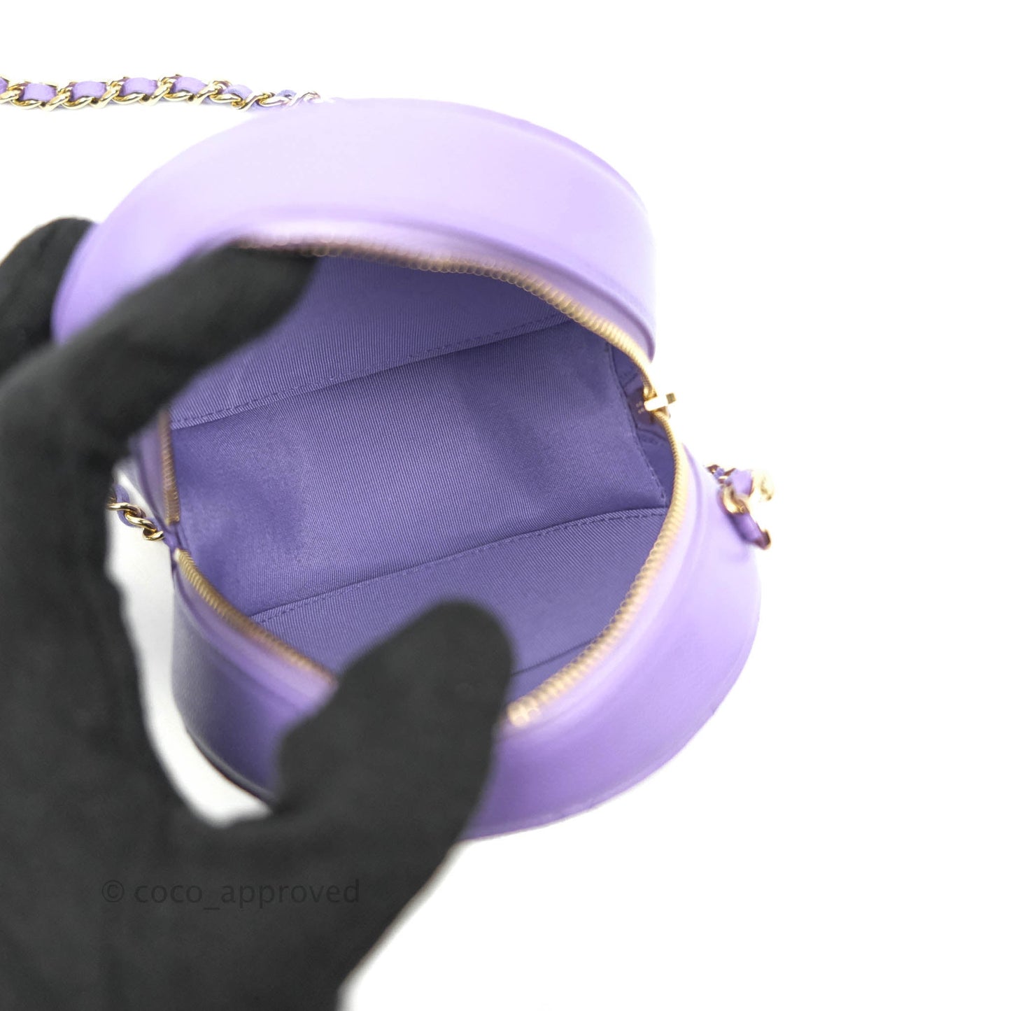 Chanel Round Circle Bag Purple Caviar Gold Hardware 20S
