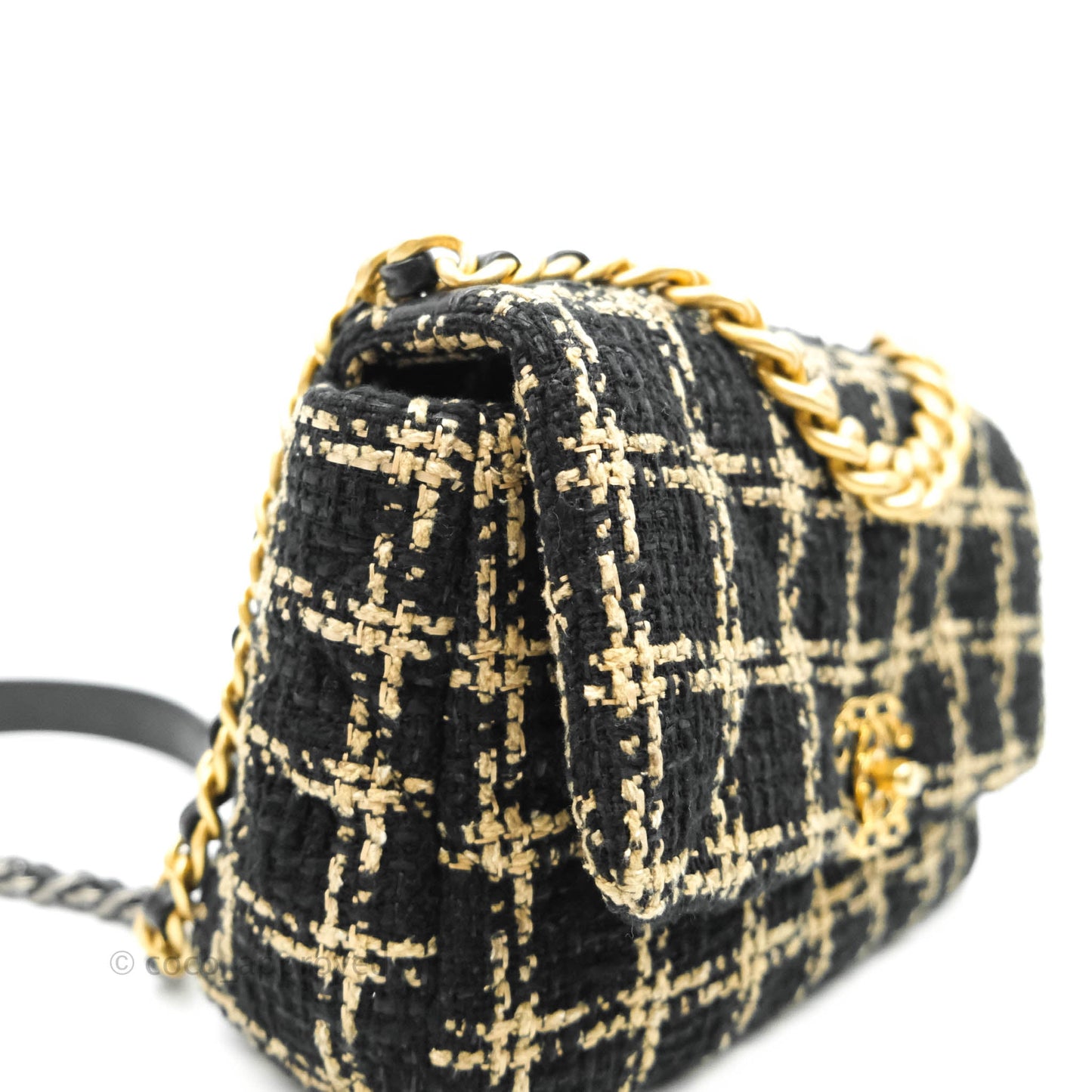 Chanel 19 Small Tweed Black Beige Mixed Hardware