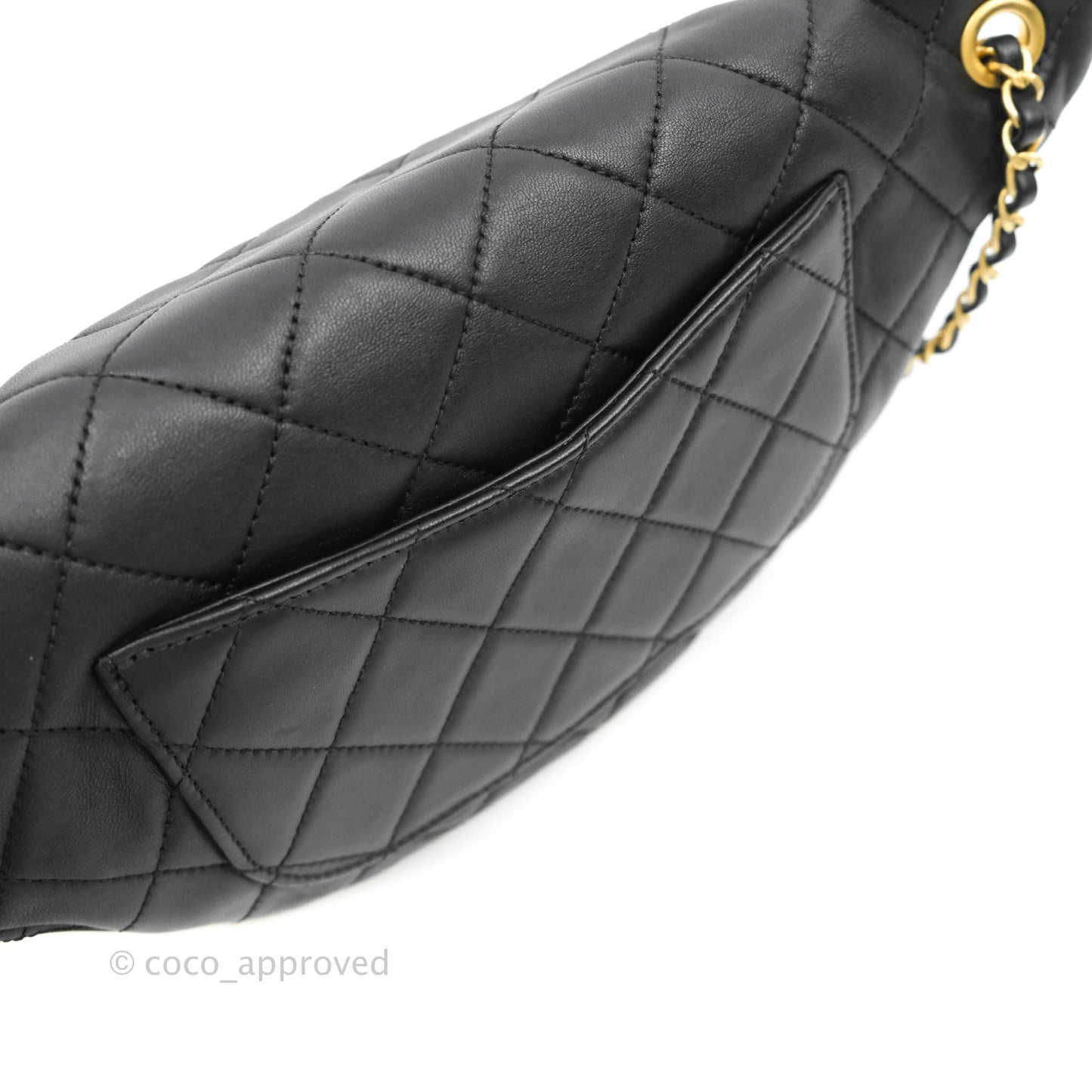 Chanel Quilted All About Chains Waist Belt Bag Black Lambskin Aged Gold Hardware