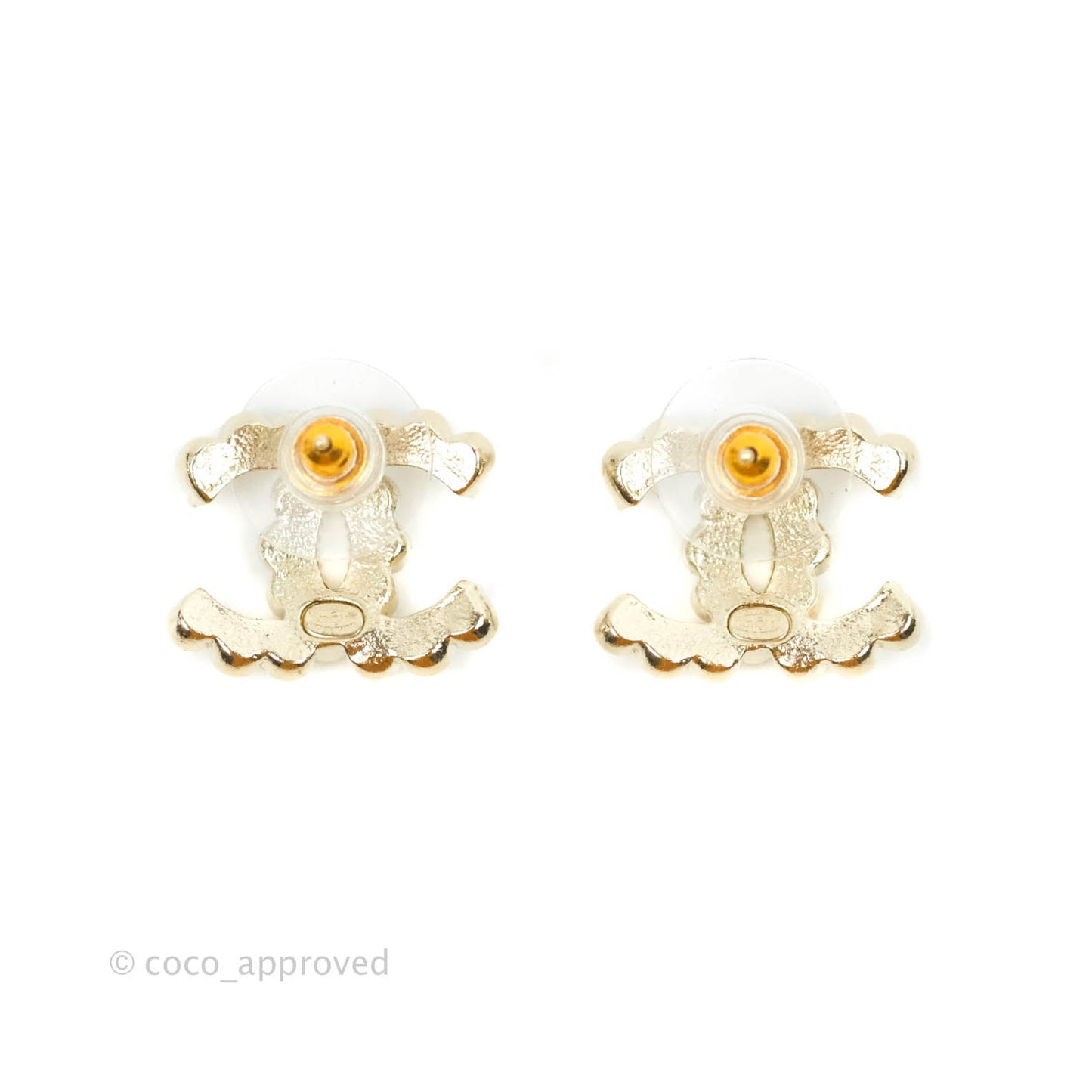 Chanel CC Crystal Earrings Light Gold Hardware 20S