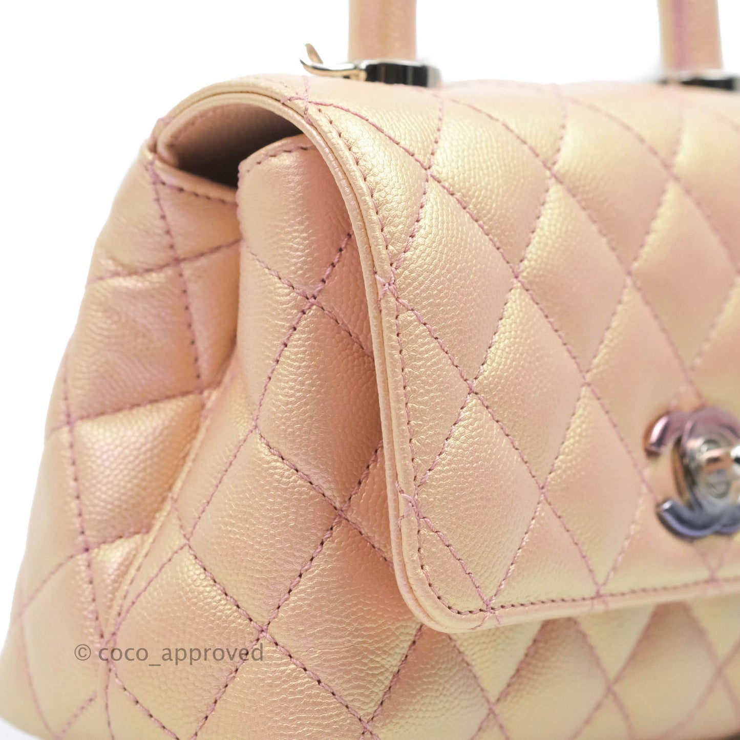 Chanel Extra Mini Coco Handle Iridescent Pink Caviar Rainbow Hardware