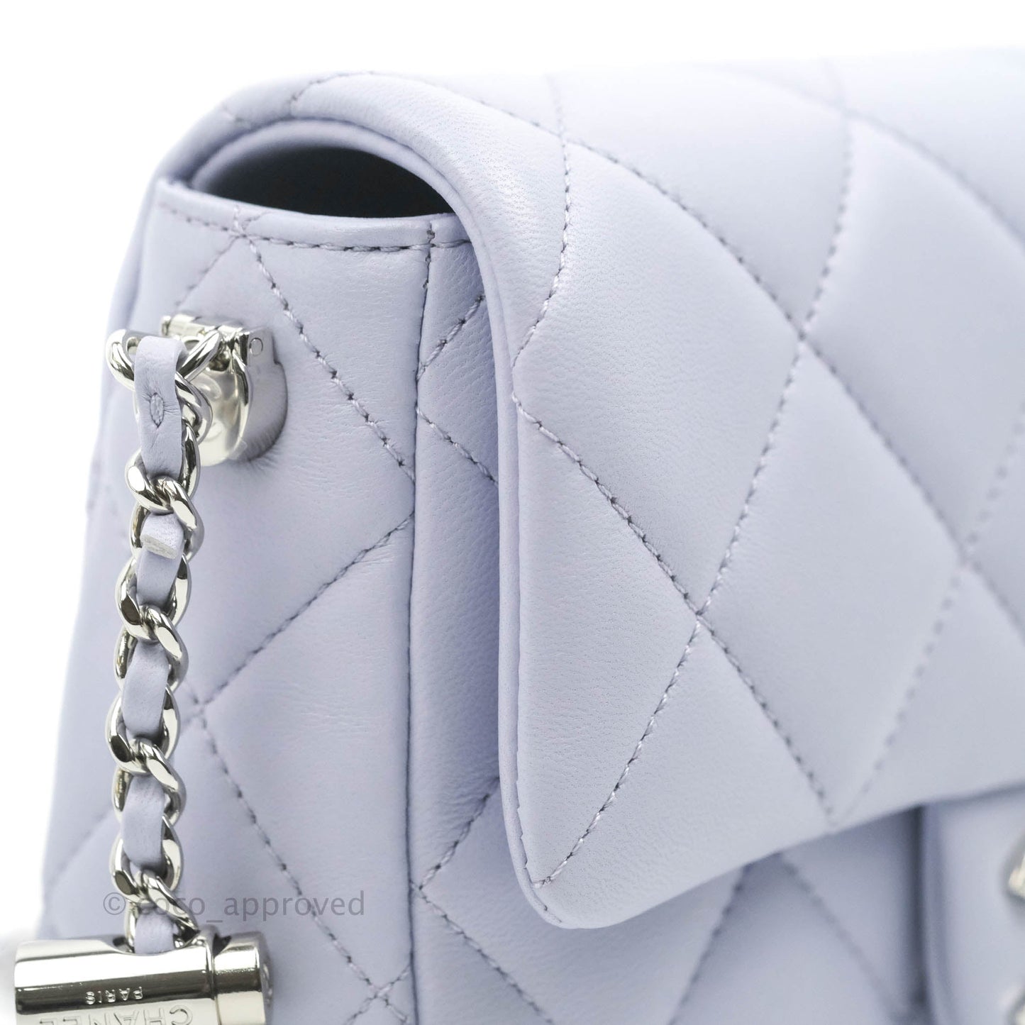 Chanel Quilted My Perfect Mini With Pearl Lilac Lambskin Silver Hardware