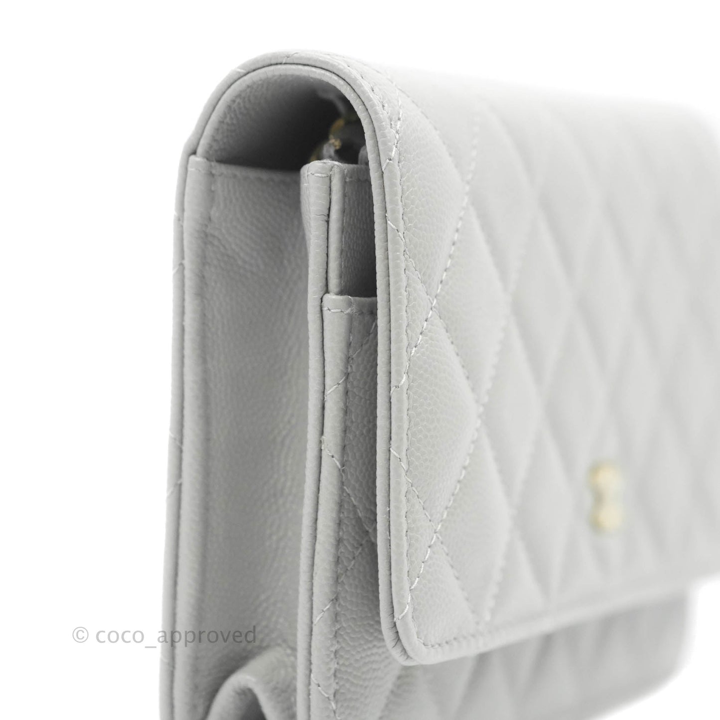 Chanel Quilted Wallet on Chain WOC Grey Caviar Gold Hardware 21A