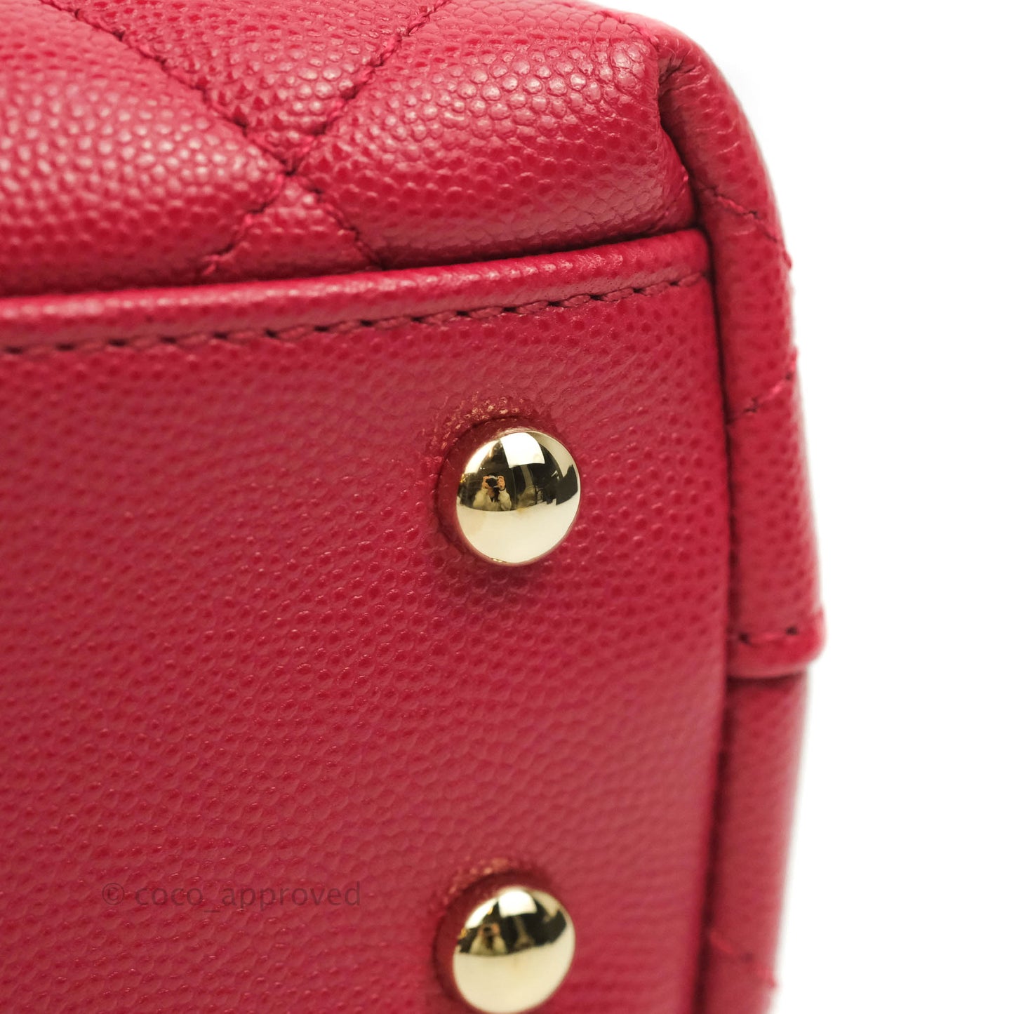 Chanel Small (Mini) Coco Handle Quilted Rosy Red Caviar Gold Hardware 21A
