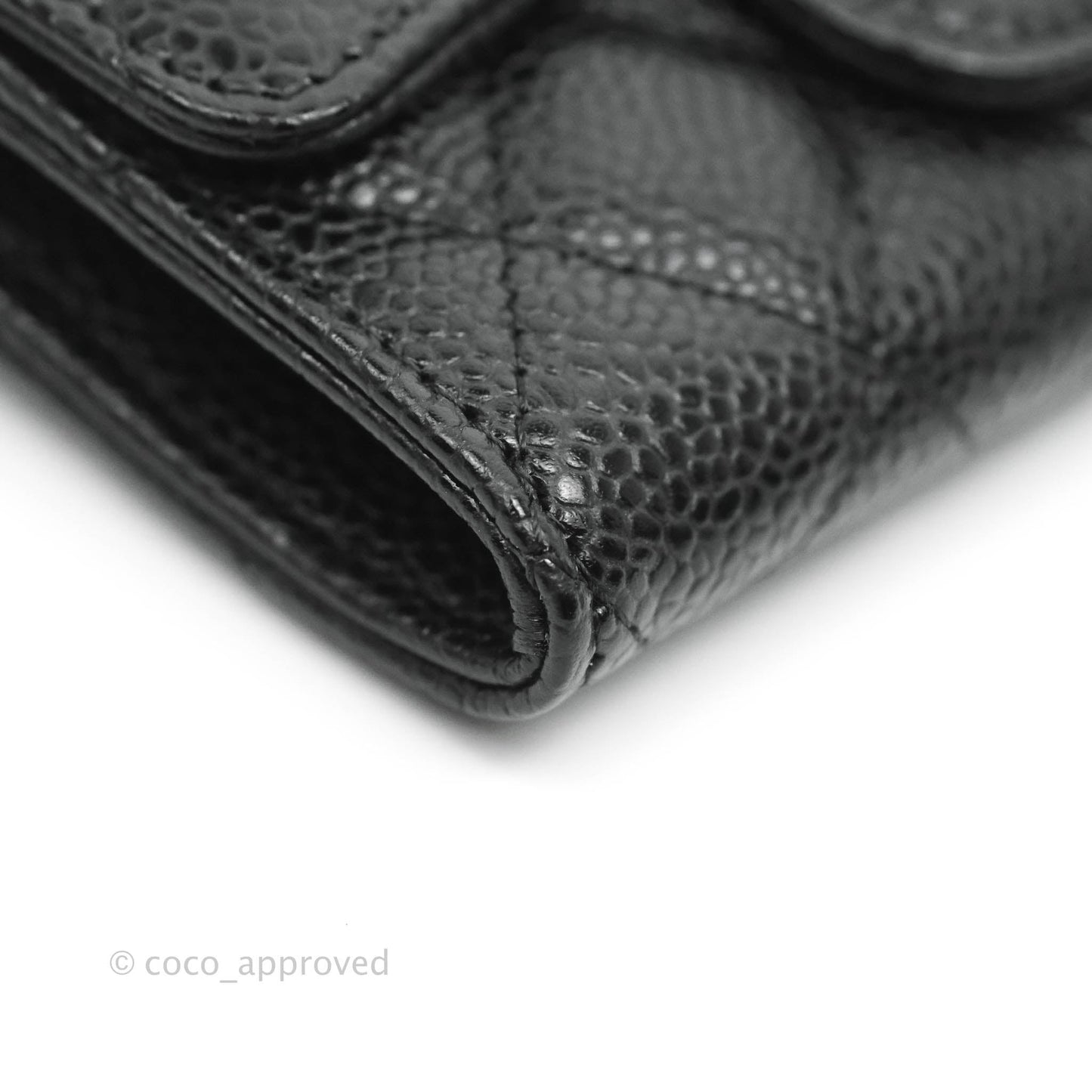 Chanel Classic Quilted Flap Card Holder Black Caviar Gold Hardware