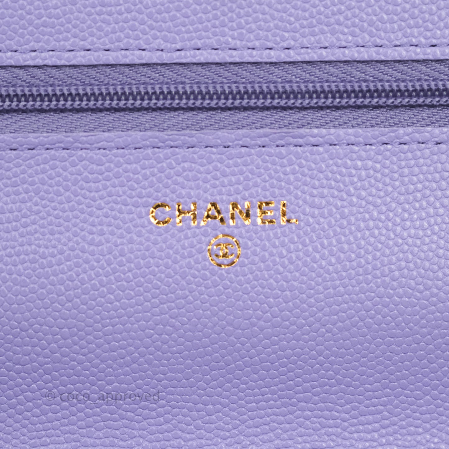 Chanel Quilted Wallet on Chain WOC Purple Caviar Gold Hardware 20S