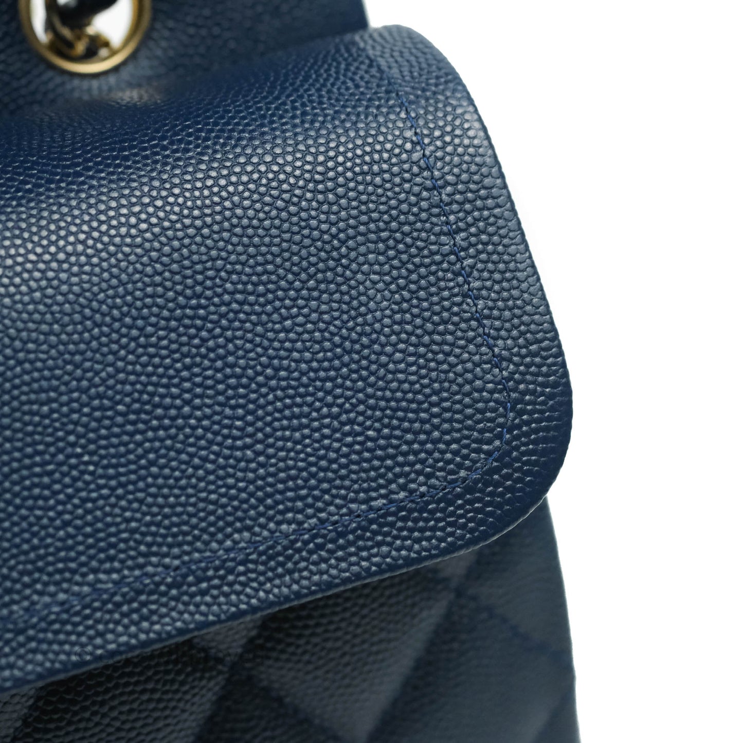 Chanel Quilted M/L Medium Double Flap Blue Caviar Gold Hardware 19C