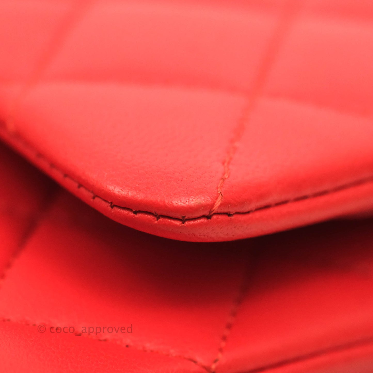Chanel Classic M/L Medium Double Flap Poppy Red Lambskin Silver Hardware