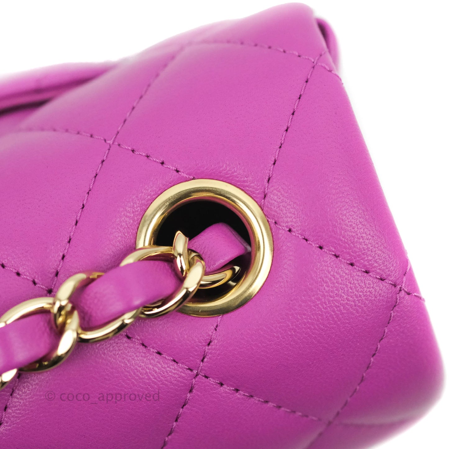 Chanel Quilted Mini Rectangular Purple Lambskin Gold Hardware