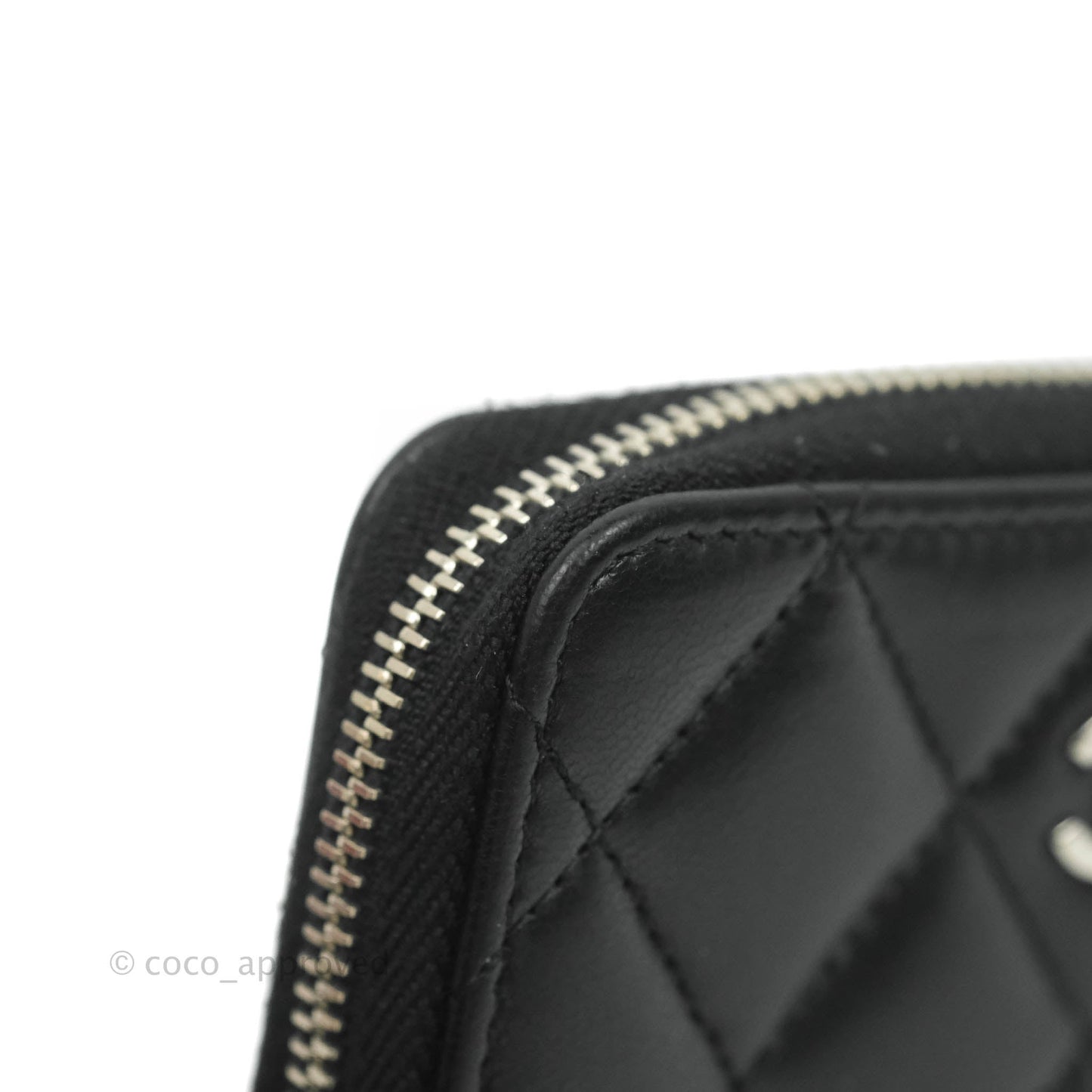 Chanel Classic Zipped Coin Purse Black Lambskin Silver Hardware