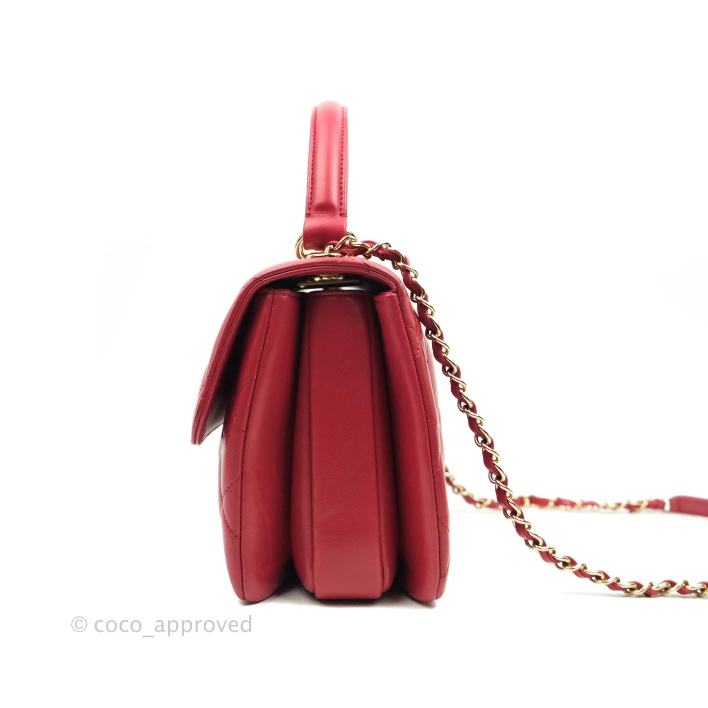 Chanel Small Quilted Trendy CC Red Lambskin Gold Hardware
