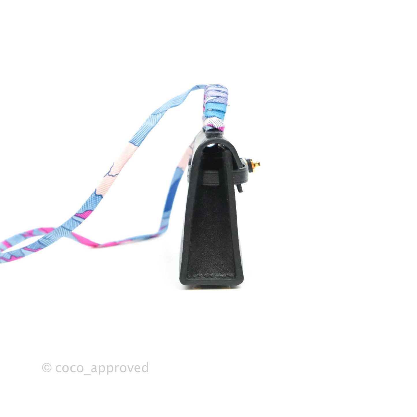 Hermès Kelly Twilly Around Bag Charm Black Tadelakt Gold Hardware