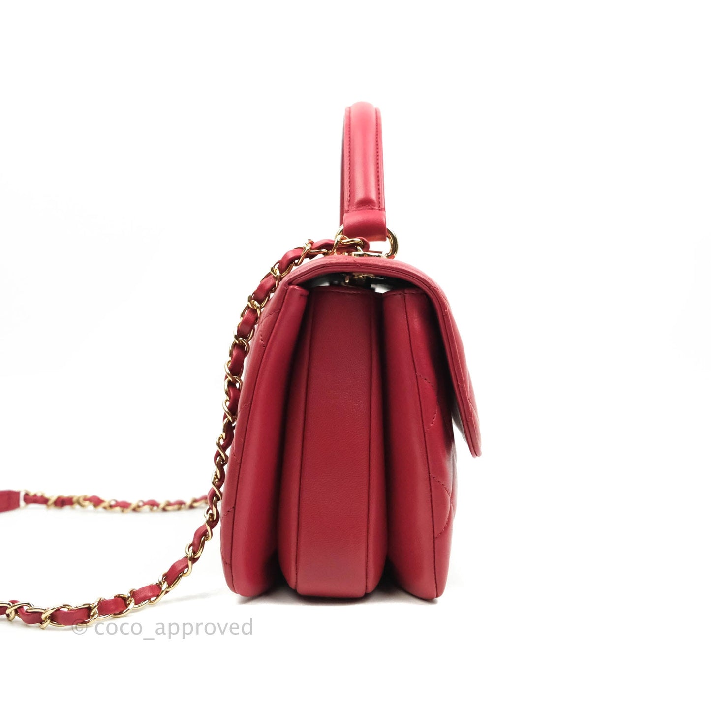 Chanel Small Quilted Trendy CC Red Lambskin Gold Hardware