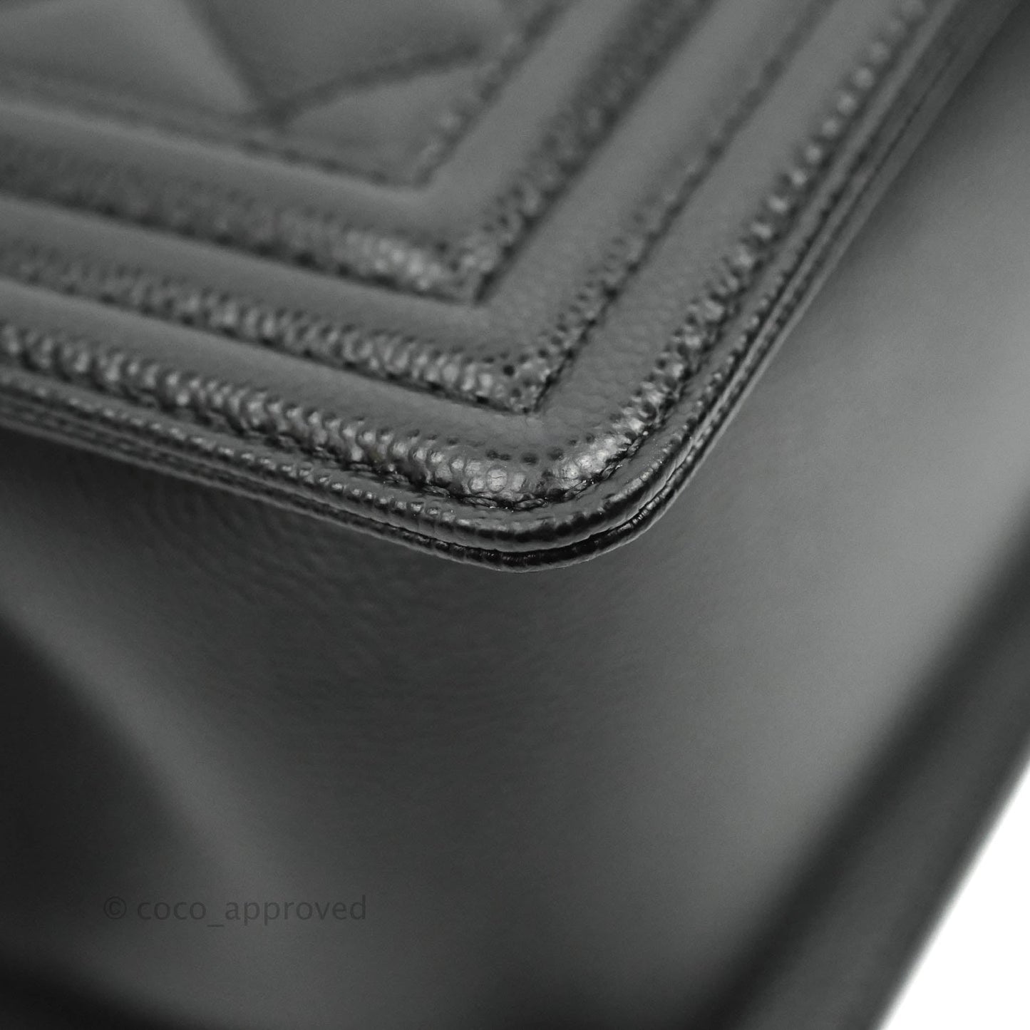 Chanel Quilted Medium Boy Bag Black Caviar Ruthenium Hardware