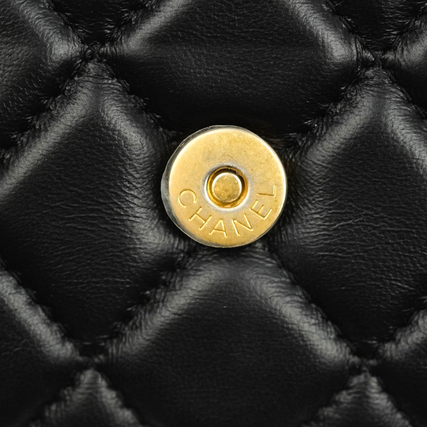 Chanel Quilted Wallet on Chain WOC Chain Around Black Lambskin Aged Gold Hardware