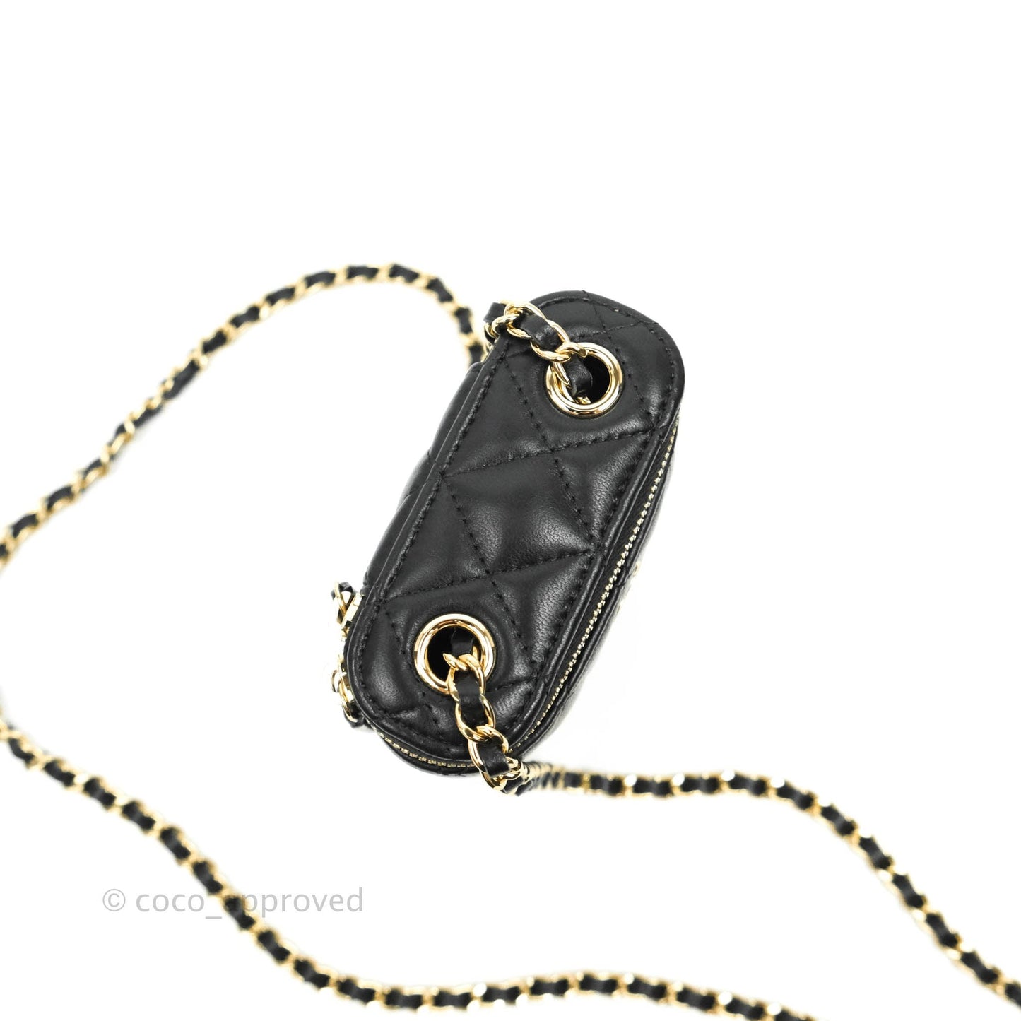 Chanel Classic Mini Vanity With Chain Black Lambskin Gold Hardware
