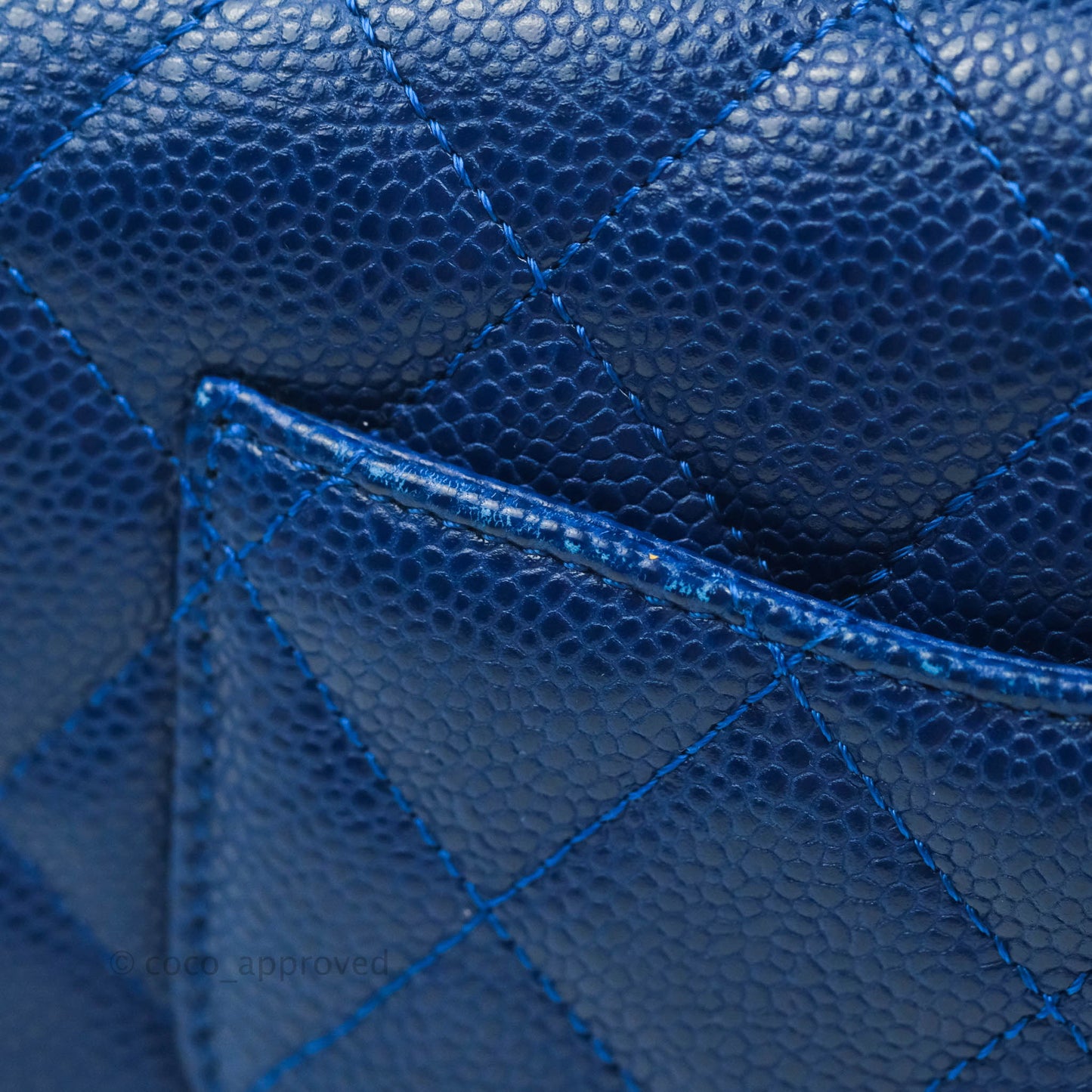 Chanel Mini Carry Around Flap Bag Blue Caviar Aged Gold Hardware