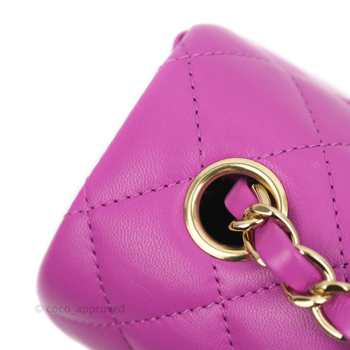 Chanel Quilted Mini Rectangular Purple Lambskin Gold Hardware