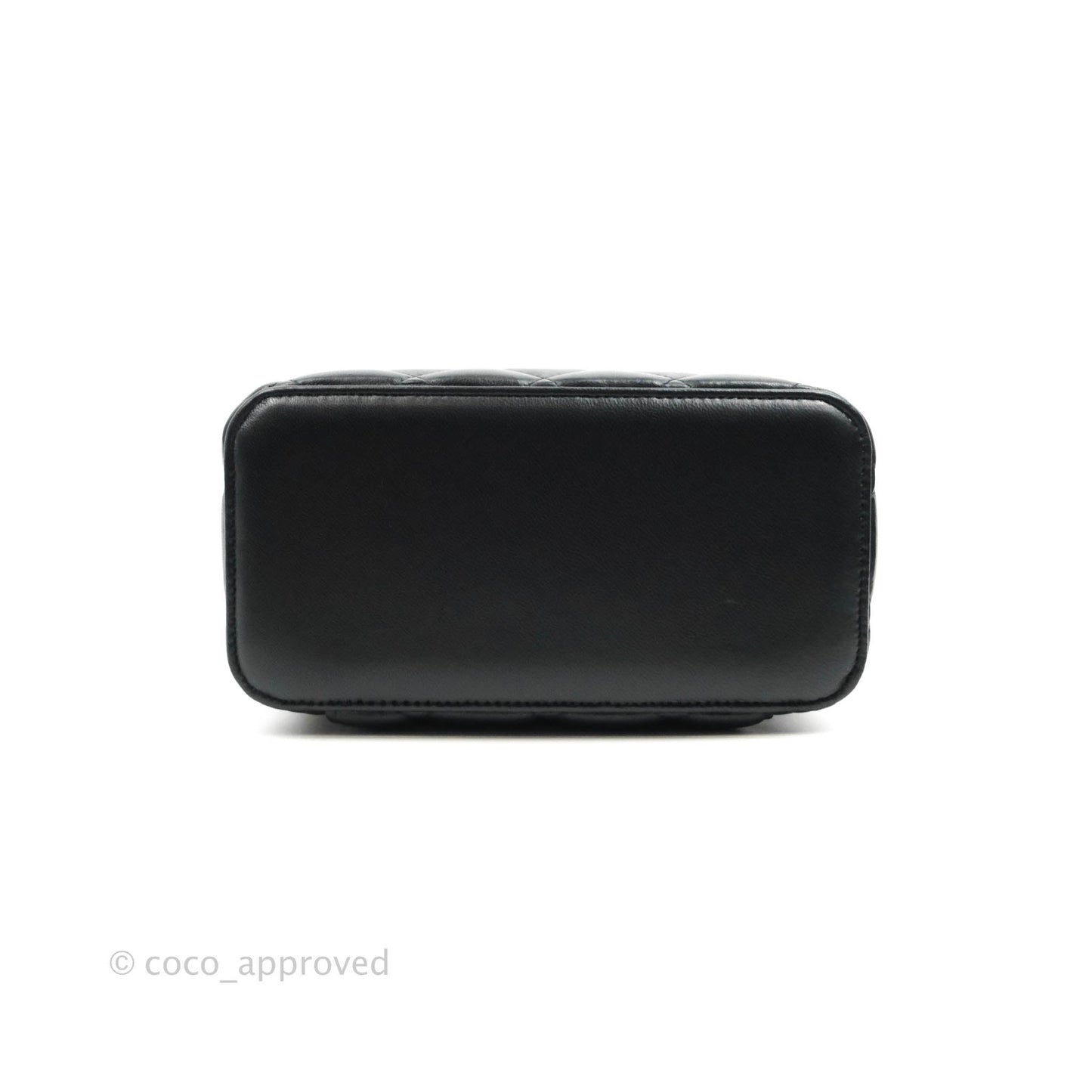Chanel Classic Vanity Rectangular Top Handle With Chain Black Lambskin Gold Hardware