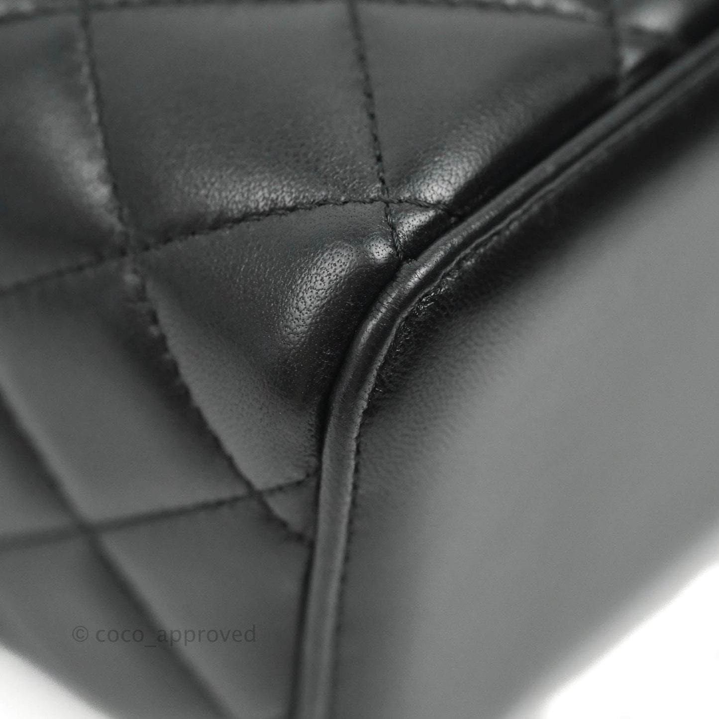 Chanel Classic Vanity Rectangular Top Handle With Chain Black Lambskin Gold Hardware