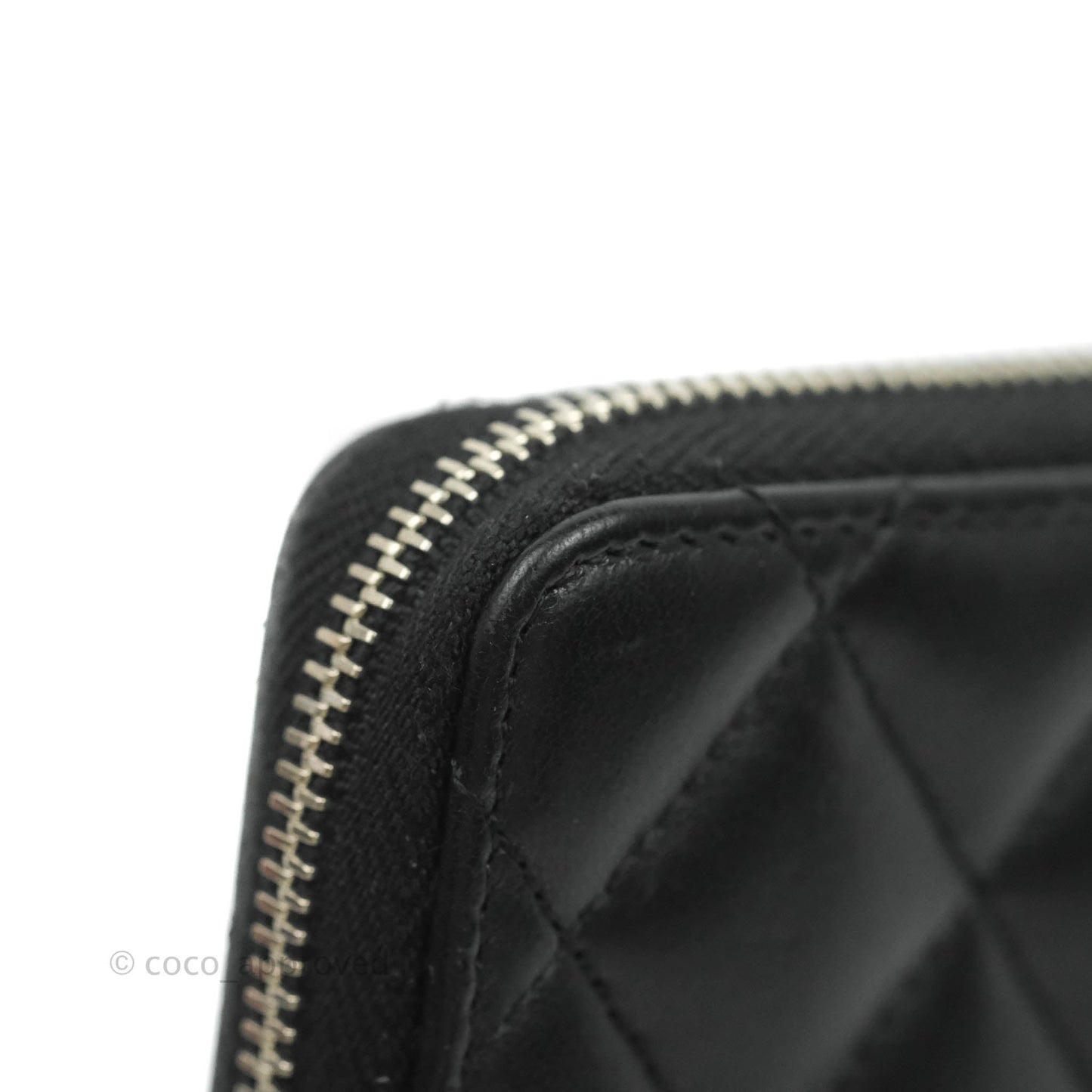 Chanel Classic Zipped Coin Purse Black Lambskin Silver Hardware