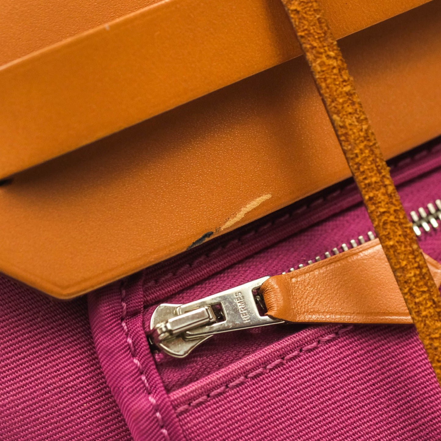 Hermès Herbag Zip 31 Rose Pourpre Tan Leather Palladium Hardware