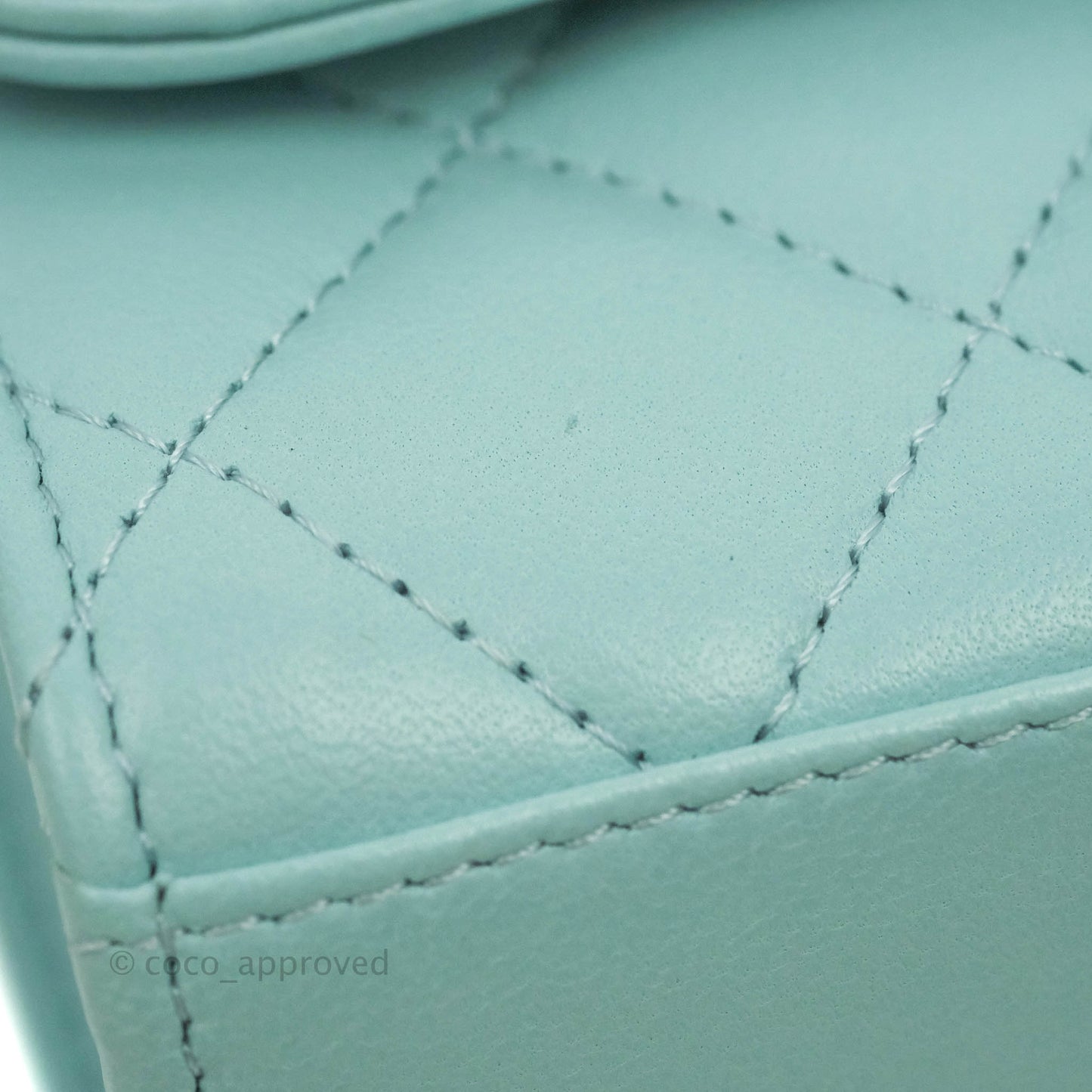 Chanel Mini Quilted Trendy CC Clutch With Chain Tiffany Blue Lambskin Gold Hardware